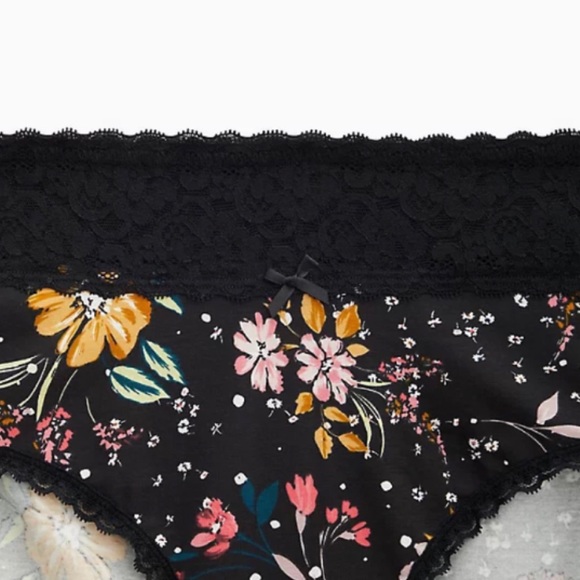 🆕 Black Floral Wide Lace Cheeky Panty 0 L 12 NWT - Picture 2 of 3